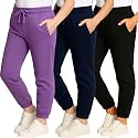 3 Pack Girls' Cotton Fleece Joggers Sweatpants Kids Teens Pants Sweats