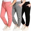 3 Pack Girls' Cotton Fleece Joggers Sweatpants Kids Teens Pants Sweats