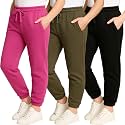 3 Pack Girls' Cotton Fleece Joggers Sweatpants Kids Teens Pants Sweats