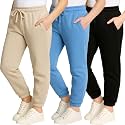 3 Pack Girls' Cotton Fleece Joggers Sweatpants Kids Teens Pants Sweats