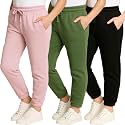 3 Pack Girls' Cotton Fleece Joggers Sweatpants Kids Teens Pants Sweats