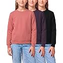 3 Pack Girls' Fleece Crewneck Sweatshirts Sweaters Kids Teens Pullover Tops