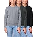 3 Pack Girls' Fleece Crewneck Sweatshirts Sweaters Kids Teens Pullover Tops