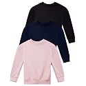 3 Pack Girls' Fleece Crewneck Sweatshirts Sweaters Kids Teens Pullover Tops
