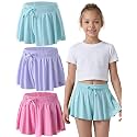 3 Pack Girls Flowy Shorts with Spandex Liner 2-in-1 Youth Butterfly Skirts for Fitness, Running, Sports