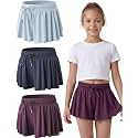 3 Pack Girls Flowy Shorts with Spandex Liner 2-in-1 Youth Butterfly Skirts for Fitness, Running, Sports