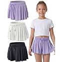 3 Pack Girls Flowy Shorts with Spandex Liner 2-in-1 Youth Butterfly Skirts for Fitness, Running, Sports