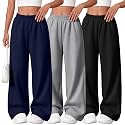3 Pack Girls Wide Leg Sweatpants Kids Baggy Pants