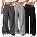 3 Pack Girls Wide Leg Sweatpants Kids Baggy Pants
