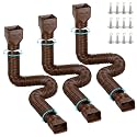 3 Pack Gutter Downspout Extensions for Rainwater Drainage, 4” Diameter Thickened Flexible Downspout Extender Extendable from 21" to 67"(Brown)