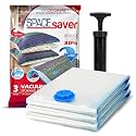 Spacesaver Large Vacuum Storage Bags for Comforters, Blankets &amp; Clothes – Vacuum Sealed Compression Bags with Hand Pump – Space Saver Storage Bags for Bedding, Moving, Travel &amp; Organization (3 Pack)