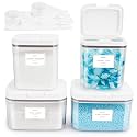 Zingbee 4 Pack Airtight Laundry Detergent Containers & Dryer Sheet Holder with Lids & Scoops, Stackable Laundry Room Organization and Storage for Scent Booster, Powder, Pods