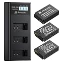3 Pack LP-E12 1300mAh Battery and USB Charger Smart LCD Display