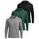 3 Pack Mens Dry Fit Pullover Hoodie Sun Sweatshirts Athletic Gym Workout