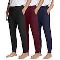 3 Pack Mens Pajama Pants Joggers Lounge Sweatpants Sleep Bottoms Cuffed PJs
