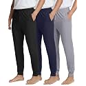 3 Pack Mens Pajama Pants Joggers Lounge Sweatpants Sleep Bottoms Cuffed PJs