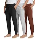 3 Pack Mens Pajama Pants Joggers Lounge Sweatpants Sleep Bottoms Cuffed PJs