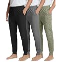 3 Pack Mens Pajama Pants Joggers Lounge Sweatpants Sleep Bottoms Cuffed PJs
