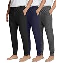 3 Pack Mens Pajama Pants Joggers Lounge Sweatpants Sleep Bottoms Cuffed PJs