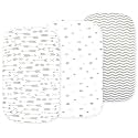 Organic Bedside Sleeper Bassinet Sheets 3 Pack, 33x20 Fitted for Boys &amp; Girls, Snuggly Soft 100% Jersey Cotton, Compatible with Baby Delight Beside Me Dreamer, Maxi-Cosi, Chicco Next2Me