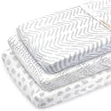 Changing pad Cover - 5 Pack 100% Organic Jersey Cotton Changing Table Cover - Changing pad Covers - Changing pad Sheets - Changing Table pad Cover Sheets for 32” x 16” Baby Pads