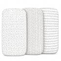 Organic Bassinet Sheets 3 Pack, 33x17 Fitted Sheet for Boys &amp; Girls, Soft 100% Jersey Cotton, Universal Fit for Halo Bassinest, Baby Delight, Graco, Oval &amp; Rectangle Mattress
