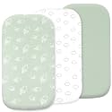 Organic Bassinet Sheets 3 Pack, 33x17 Fitted Sheet for Boys &amp; Girls, Soft 100% Jersey Cotton, Universal Fit for Halo Bassinest, Baby Delight, Graco, Oval &amp; Rectangle Mattress
