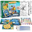3 Pack Paint by Numbers for Kids Ages 8-12, Pre-Printed Acrylic Oil Painting, Includes (8x10, 8x9, 8x8 inch) Framed Canvas with 30 Acrylic Paint Pots, 5 Brushes for Kids, Art Supplies for Kids 9-12