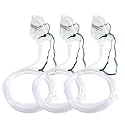 3 Pack Pediatric Oxygen Mask for Face with 7 Ft Tube, Kid Oxygen Mask with Adjustable Elastic Strap, DEHP Free and Latex Free Material,Pediatric Standard S,Clear