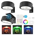 3 Pack Picture Lights for Wall, 13 RGB Color Rechargeable Battery Operated wall lights, Picture Frame lights with 3 Lighting Modes, Wireless Magnetic Painting Light with Remote Control Timer, (Black)