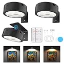Narotood Picture Lights for Wall, Rechargeable Battery Magnetic Poster Lights with 3 Color Temps, Remote and Dimmable Timer Art Display Light for Picture Artworking Frame Portrait (3-Pack)