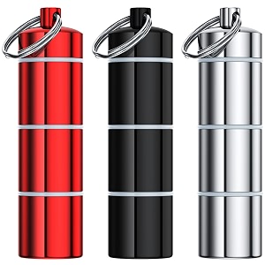 3-pack portable pill box keychain aluminium alloy mini small pill organizer case container for pursewaterproof metal pill holder medicine bottle for outdoor camping travel for men and women