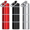 3-Pack Portable Pill Box, Keychain Aluminium Alloy Mini Small Pill Organizer Case Container for Purse,Waterproof Metal Pill Holder Medicine Bottle for Outdoor Camping Travel for Men and Women