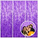 3 Pack Purple Streamers Backdrop Curtain Halloween Party Decorations Purple Tinsel Foil Fringe Backdrop Birthday Graduation Bachelorette Christmas New Year Themed Party Decorations