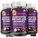 (3 Pack) Quercetin Gummies with Bromelain Zinc Elderberry Vitamin C D3 K2, Quercetin 1000mg Supplement with Bromelain 500mg for Cardiovascular, Immune System & Allergy, Vegan Gummy for Adult & Kid