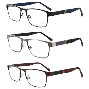 3-Pack Reading Glasses for Men Blue Light