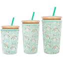 3 Pack Reusable Insulator Neoprene Sleeve for Iced Coffee &amp; Cold Soda