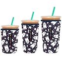 3 Pack Reusable Insulator Neoprene Sleeve for Iced Coffee &amp; Cold Soda