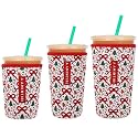 3 Pack Reusable Insulator Neoprene Sleeve for Iced Coffee &amp; Cold Soda