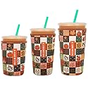 3 Pack Reusable Insulator Neoprene Sleeve for Iced Coffee &amp; Cold Soda