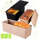 3 Pack Set Pullman Loaf Pan with Lids, 2.2 lb & 1 lb & 0.8 lb Dough Capacity,Non-Stick Sandwich Bread Loaf Pan for Homemade Baking Bread