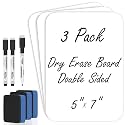 3 Pack Small White Board Dry Erase 5x7 Inch Mini Whiteboard Small Dry Erase Board with Markers Erasers Double Sided Dry Erase Lapboards for Students Teachers School Supplies Meeting Voting (3)