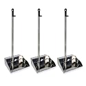 3 Pack Stainless Steel Dustpan Metal Dustpan with Handle Heavy Duty Dust Pan Upright Dust Pan for Home Office Lobby