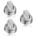 3 Pack Stainless Steel WB03x24818 Gas Stove Knob Replacement for ge,PS11729081 AP5989029 Stainless Steel Stove Replacement Knobs,Compatible with ge Stove Knob（Not Universal）