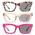 3 pack style Spring hinge Readers Blue Light Blocking Computer Square Reading Glasses for Women Men