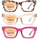 3 pack style Spring hinge Readers Blue Light Blocking Computer Square Reading Glasses for Women Men