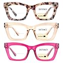 3 pack style Spring hinge Readers Blue Light Blocking Computer Square Reading Glasses for Women Men
