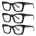 3 pack style Spring hinge Readers Blue Light Blocking Computer Square Reading Glasses for Women Men