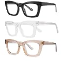3 pack style Spring hinge Readers Blue Light Blocking Computer Square Reading Glasses for Women Men