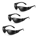 3 Pack of Tinted Safety Glasses, Scratch &amp; Impact Resistant Protective Eyewear, Dark Lenses for UV Protection
